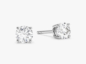Round Cut Lab Grown Diamond Stud Earrings: 4 Prong Set, Push Back - Evara Jewelry LLC