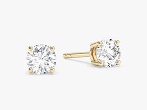 Round Cut Lab Grown Diamond Stud Earrings: 4 Prong Set, Push Back - Evara Jewelry LLC