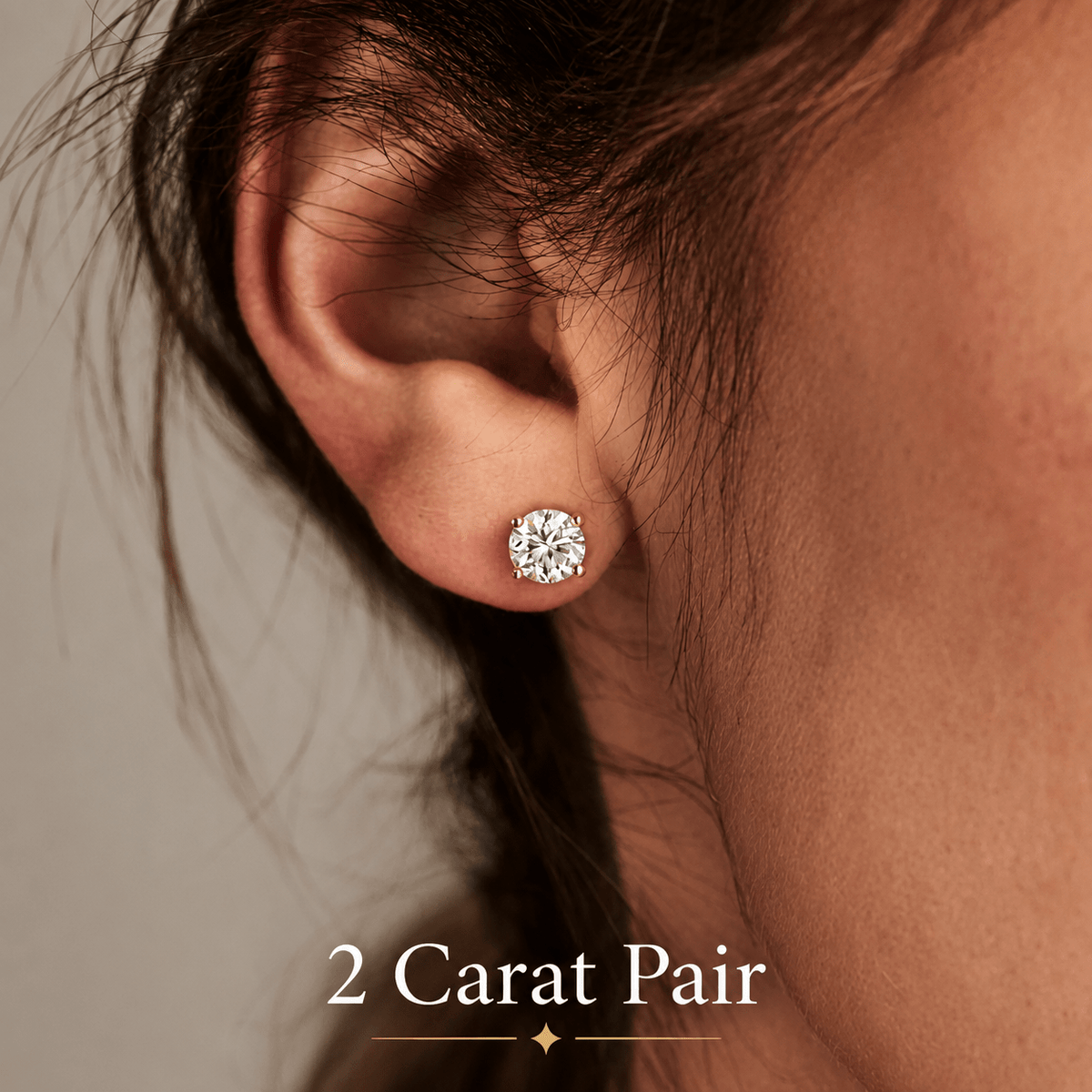 Round Cut Lab Grown Diamond Stud Earrings: 4 Prong Set, Push Back - Evara Jewelry LLC