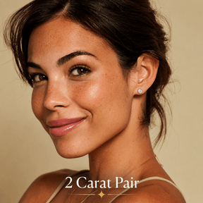 Round Cut Lab Grown Diamond Stud Earrings: 4 Prong Set, Push Back - Evara Jewelry LLC