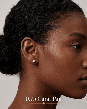 Round Cut Lab Grown Diamond Stud Earrings: 4 Prong Set, Push Back - Evara Jewelry LLC