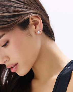Round Cut Lab Grown Diamond Stud Earrings: Martini Setting, 3 Prong Push Back - Evara Jewelry LLC