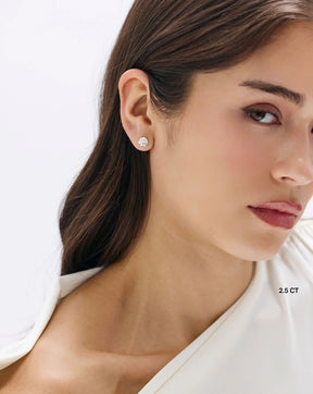 Round Cut Lab Grown Diamond Stud Earrings: Martini Setting, 3 Prong Push Back - Evara Jewelry LLC