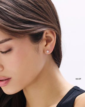 Round Cut Lab Grown Diamond Stud Earrings: Martini Setting, 3 Prong Push Back - Evara Jewelry LLC