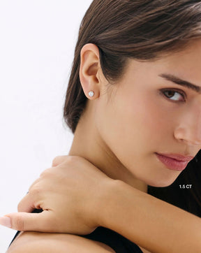 Round Cut Lab Grown Diamond Stud Earrings: Martini Setting, 3 Prong Push Back - Evara Jewelry LLC