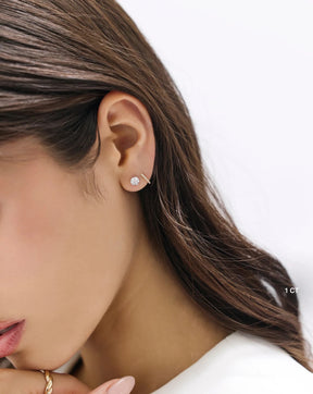 Round Cut Lab Grown Diamond Stud Earrings: Martini Setting, 3 Prong Push Back - Evara Jewelry LLC