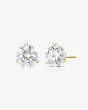 Round Cut Lab Grown Diamond Stud Earrings: Martini Setting, 3 Prong Push Back - Evara Jewelry LLC