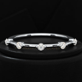 Round Cut Thin Wedding Stacking Band with Lab Grown Diamond - Evara Jewelry LLC