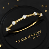 Round Cut Thin Wedding Stacking Band with Lab Grown Diamond - Evara Jewelry LLC