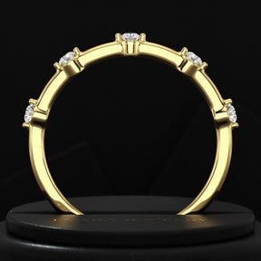 Round Cut Thin Wedding Stacking Band with Lab Grown Diamond - Evara Jewelry LLC