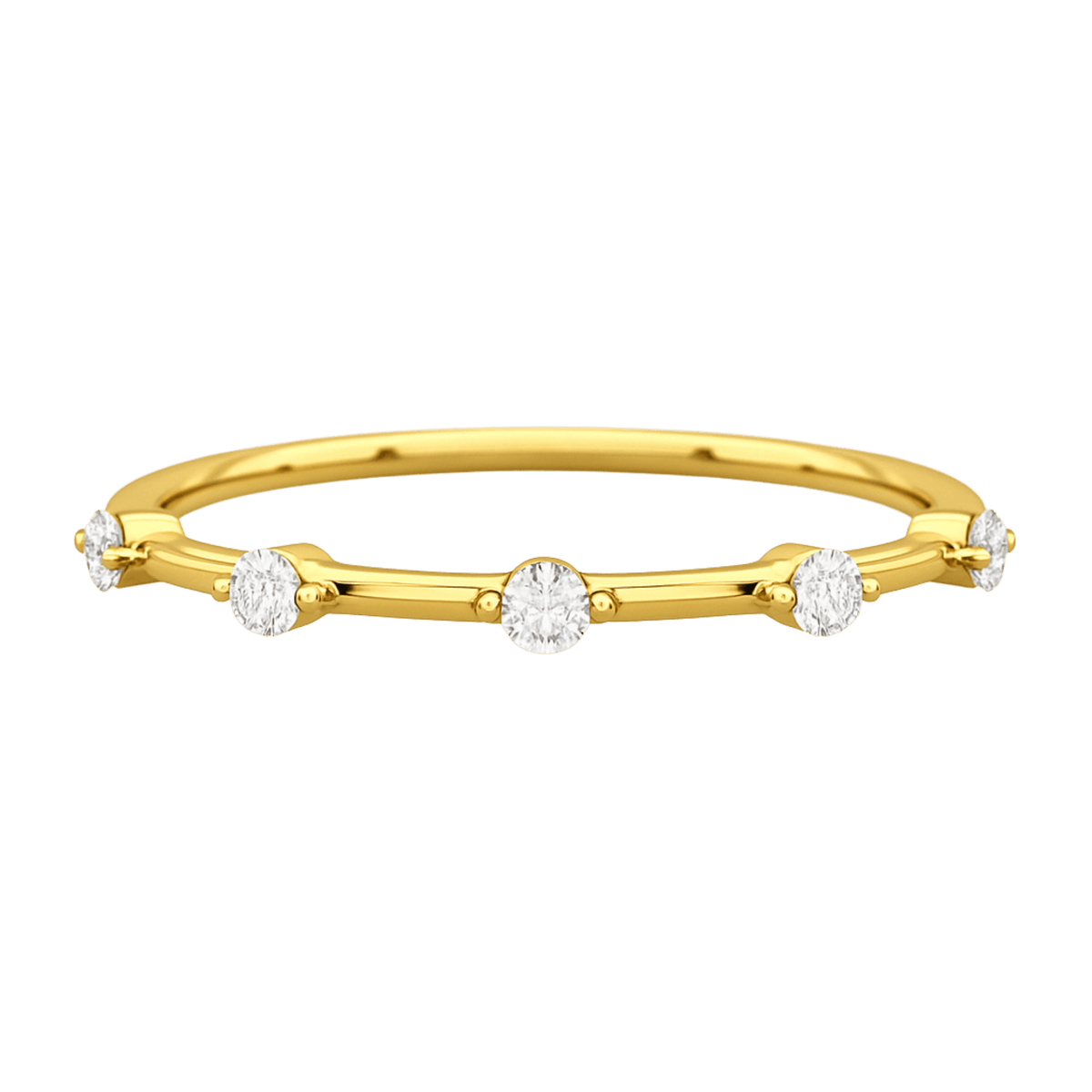 Round Cut Thin Wedding Stacking Band with Lab Grown Diamond - Evara Jewelry LLC