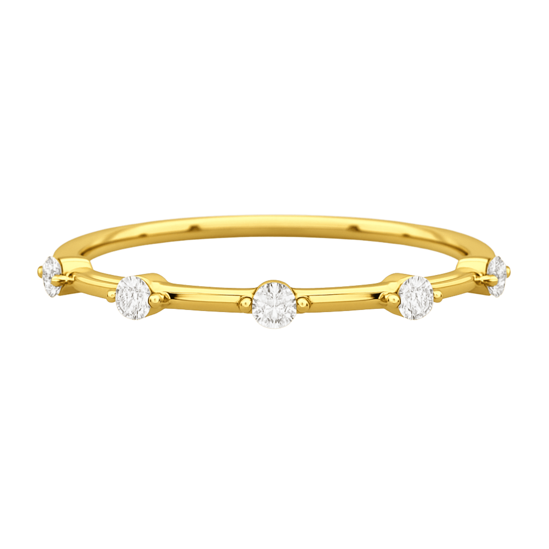 Round Cut Thin Wedding Stacking Band with Lab Grown Diamond - Evara Jewelry LLC