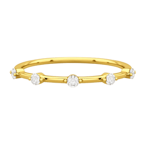 Round Cut Thin Wedding Stacking Band with Lab Grown Diamond - Evara Jewelry LLC