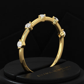 Round Cut Thin Wedding Stacking Band with Lab Grown Diamond - Evara Jewelry LLC