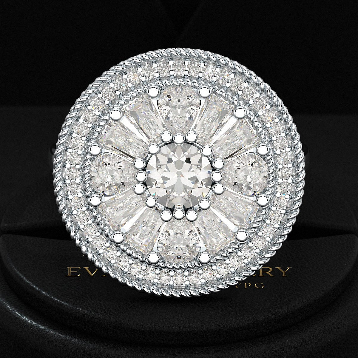 Round Diamond Mosaic Anniversary Ring - Evara Jewelry LLC