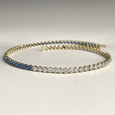 Custom Natural Blue Sapphire & Diamond 50-50 Tennis Bracelet