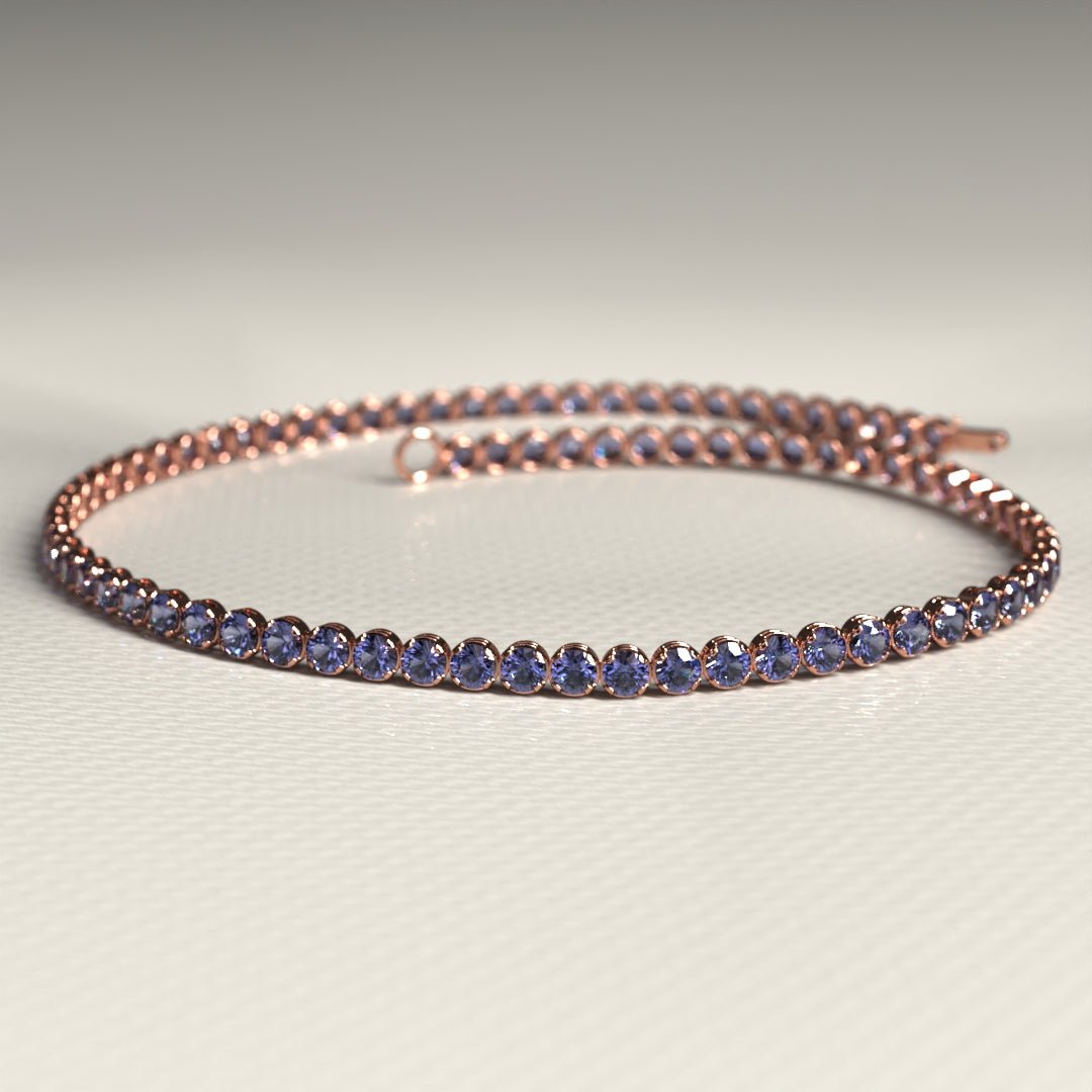 Tanzanite Tennis Bracelet in 14K/18K Gold / December Birthstone Bracelet - Evara Jewelry LLC