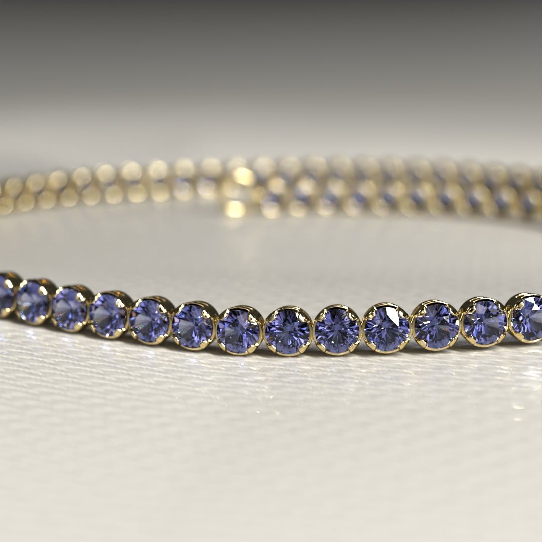 Tanzanite Tennis Bracelet in 14K/18K Gold / December Birthstone Bracelet - Evara Jewelry LLC