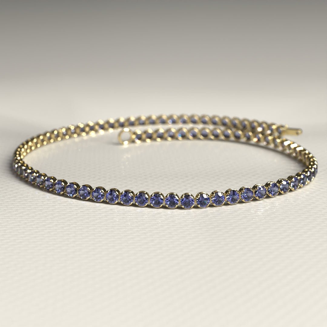 Tanzanite Tennis Bracelet in 14K/18K Gold / December Birthstone Bracelet - Evara Jewelry LLC