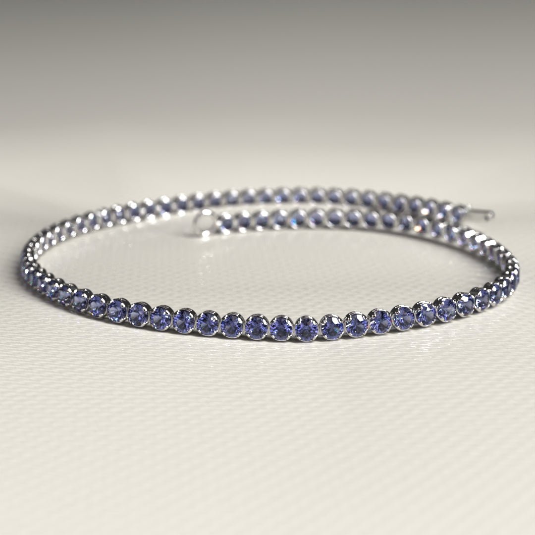 Tanzanite Tennis Bracelet in 14K/18K Gold / December Birthstone Bracelet - Evara Jewelry LLC