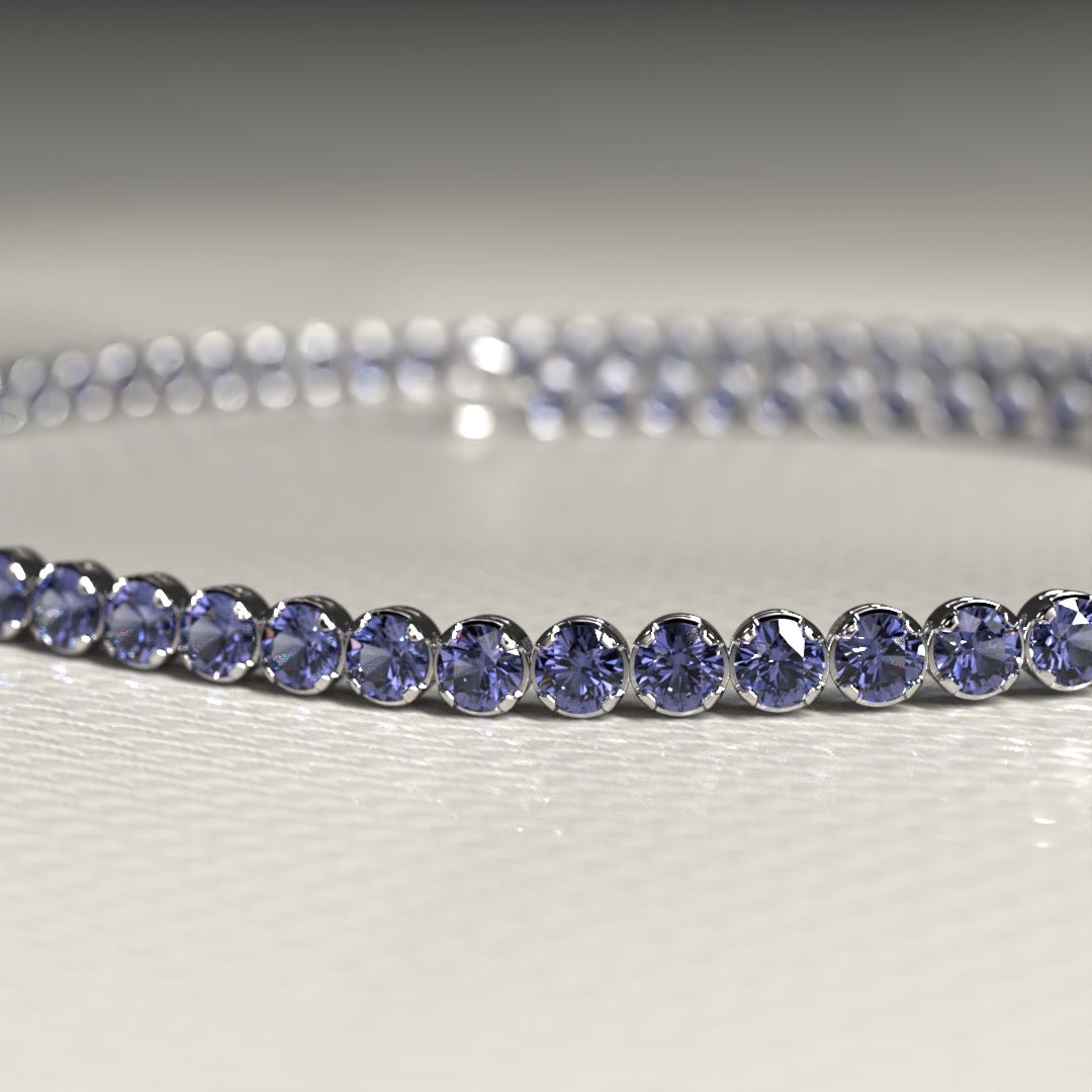 Tanzanite Tennis Bracelet in 14K/18K Gold / December Birthstone Bracelet - Evara Jewelry LLC