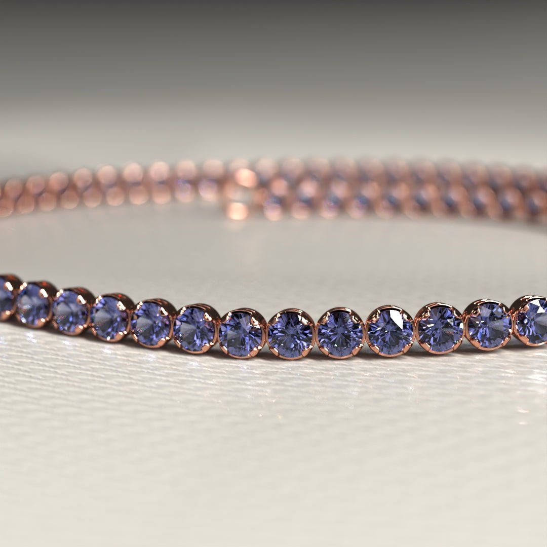 Tanzanite Tennis Bracelet in 14K/18K Gold / December Birthstone Bracelet - Evara Jewelry LLC