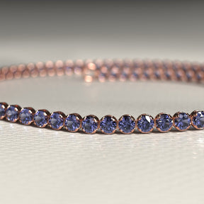 Tanzanite Tennis Bracelet in 14K/18K Gold / December Birthstone Bracelet - Evara Jewelry LLC