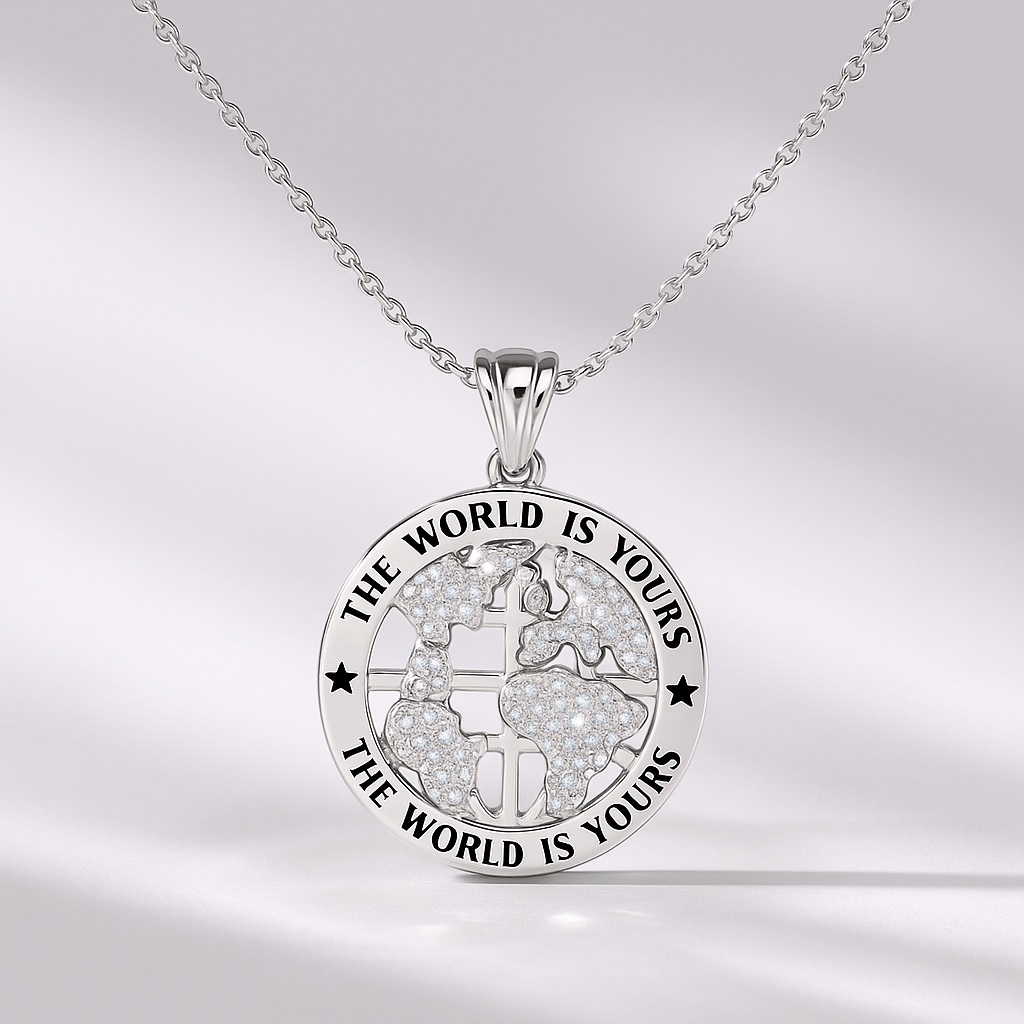 The World Is Yours Diamond Globe Pendant Necklace - Evara Jewelry LLC