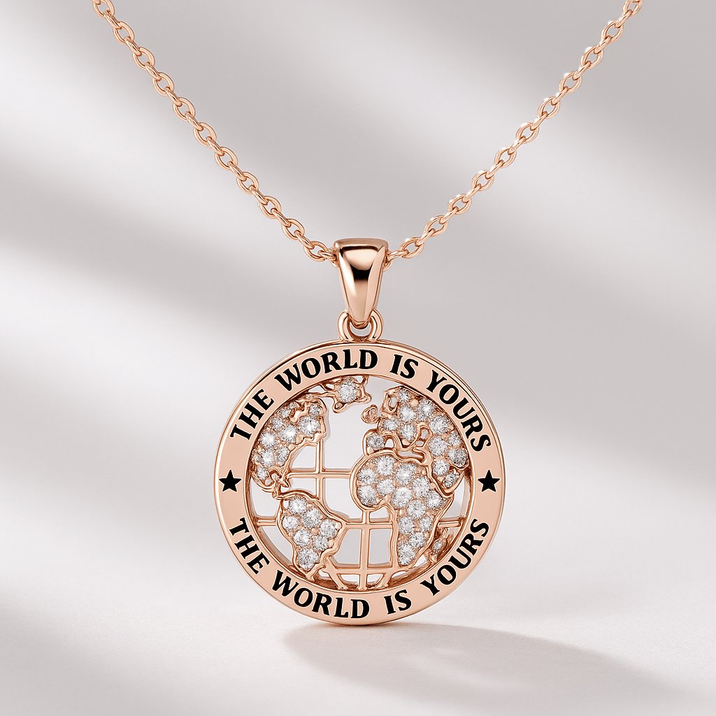 The World Is Yours Diamond Globe Pendant Necklace - Evara Jewelry LLC