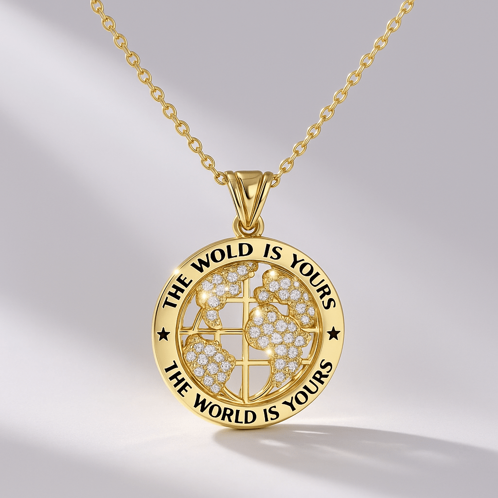 The World Is Yours Diamond Globe Pendant Necklace - Evara Jewelry LLC