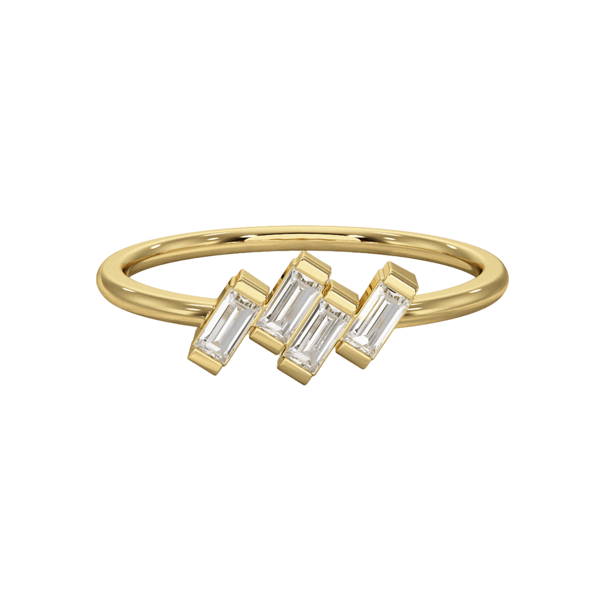 Tilted Baguette Diamond Ring - Evara Jewelry LLC