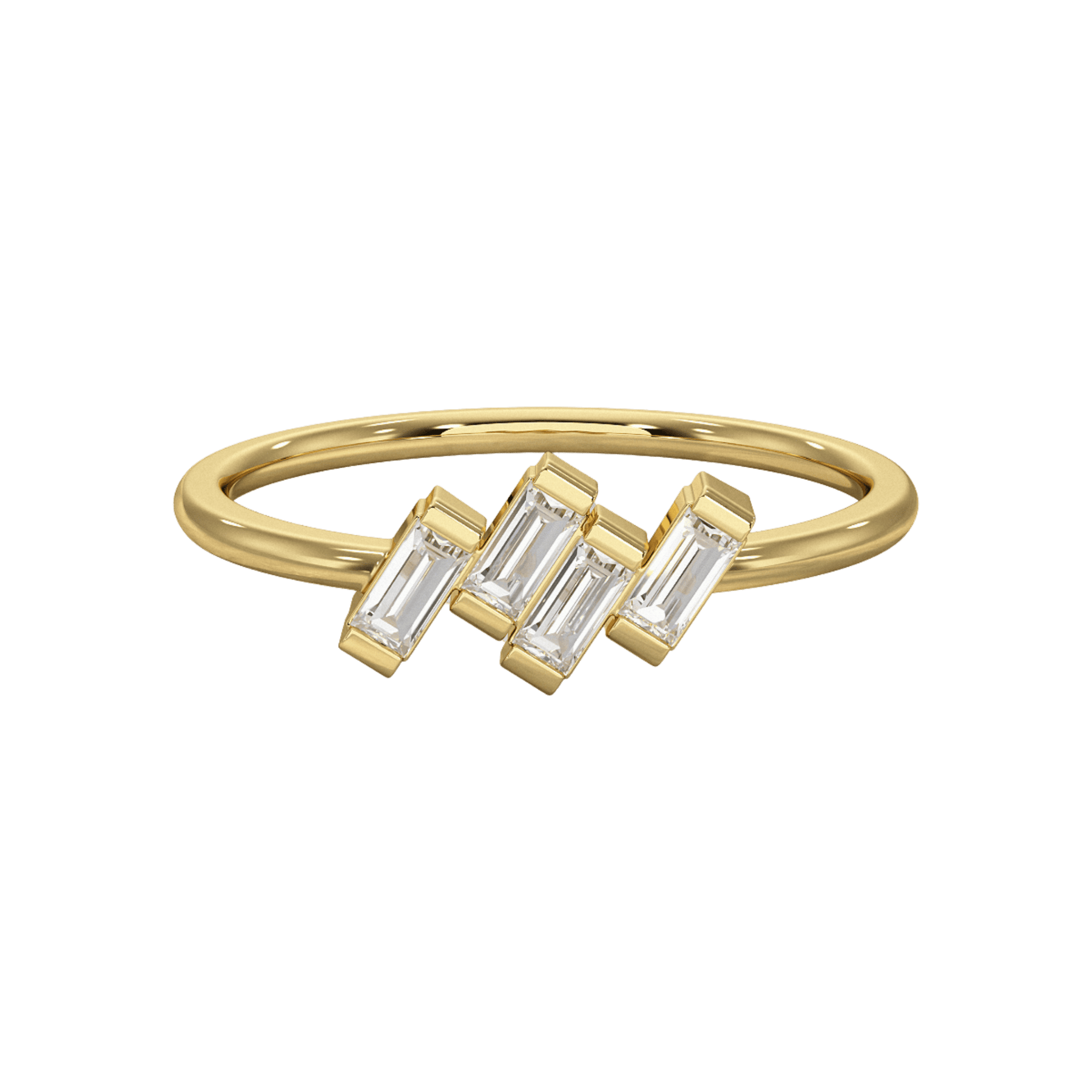 Tilted Baguette Diamond Ring - Evara Jewelry LLC