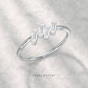 Tilted Baguette Diamond Ring - Evara Jewelry LLC
