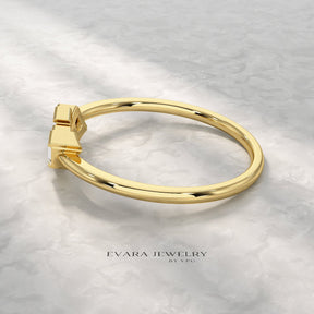 Tilted Baguette Diamond Ring - Evara Jewelry LLC