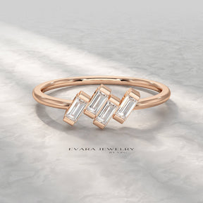 Tilted Baguette Diamond Ring - Evara Jewelry LLC