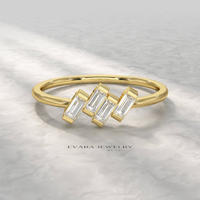 Tilted Baguette Diamond Ring - Evara Jewelry LLC
