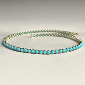 Turquoise Tennis Bracelet in 14K Gold