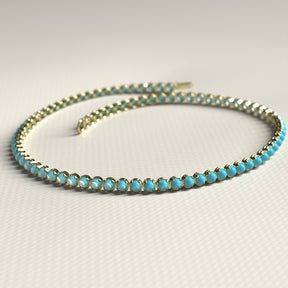 Turquoise Tennis Bracelet in 14K Gold