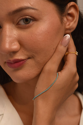 Turquoise Tennis Bracelet in 14K/18K Gold - Evara Jewelry LLC