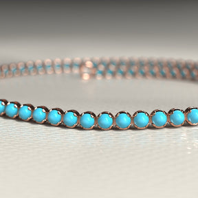 Turquoise Tennis Bracelet in 14K/18K Gold - Evara Jewelry LLC