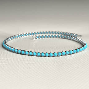 Turquoise Tennis Bracelet in 14K/18K Gold - Evara Jewelry LLC