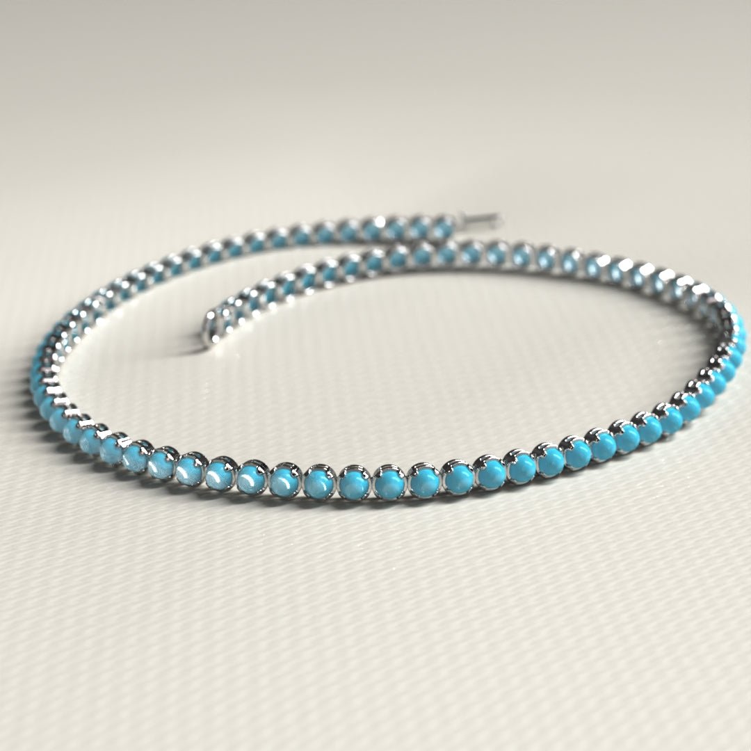 Turquoise Tennis Bracelet in 14K/18K Gold - Evara Jewelry LLC