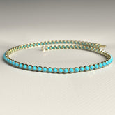 Turquoise Tennis Bracelet in 14K/18K Gold - Evara Jewelry LLC
