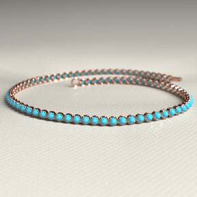 Turquoise Tennis Bracelet in 14K/18K Gold - Evara Jewelry LLC