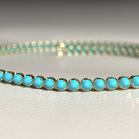 Turquoise Tennis Bracelet in 14K/18K Gold - Evara Jewelry LLC