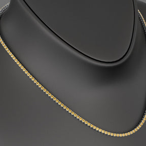Yellow Sapphire Tennis Necklace in 14K/18K Yellow Gold - Evara Jewelry LLC