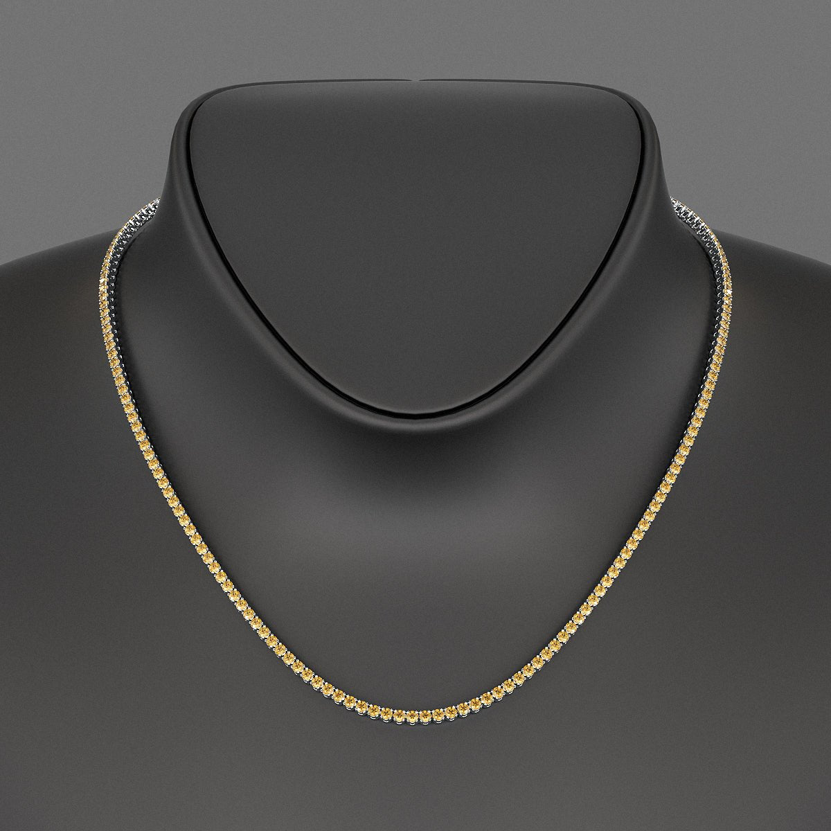 Yellow Sapphire Tennis Necklace in 14K/18K Yellow Gold - Evara Jewelry LLC