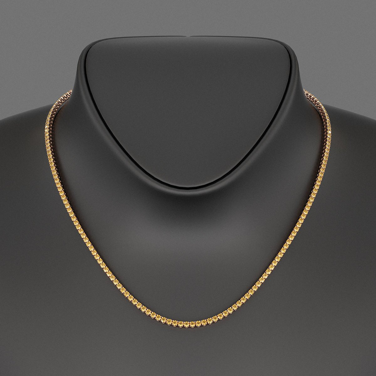 Yellow Sapphire Tennis Necklace in 14K/18K Yellow Gold - Evara Jewelry LLC