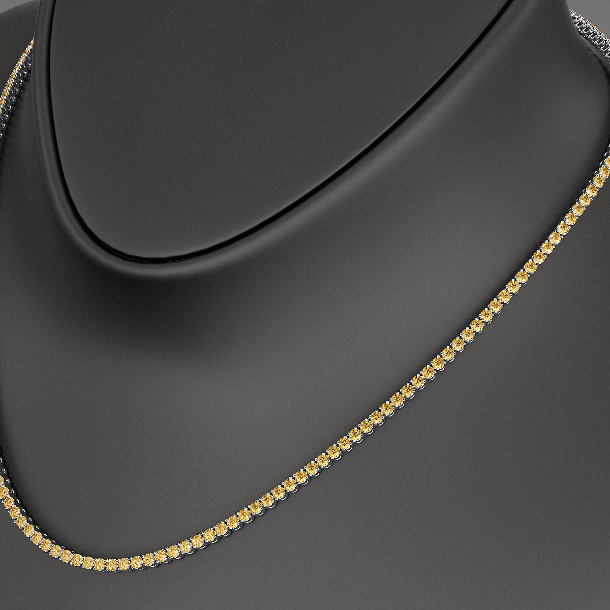Yellow Sapphire Tennis Necklace in 14K/18K Yellow Gold - Evara Jewelry LLC